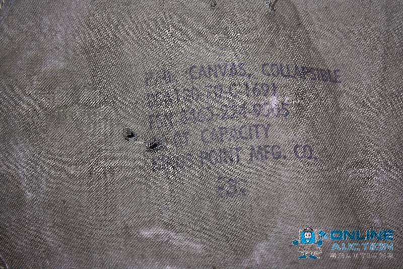 lot 20 image: U.S. Army Folding Water Bucket Canvas Collapsible 10Qt. Capacity Kings Point MFG. Co.