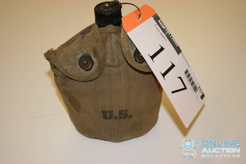 lot 117 image: U.S. Military Canteen wCap & Case.