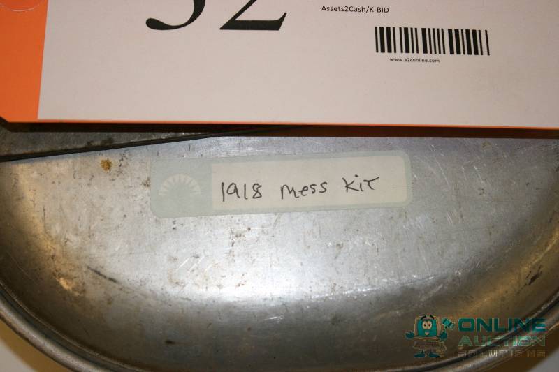 lot 32 image: Lot of (2) U.S. Military Mess Kits wSilverware & Over Top Slide Latch 1918.