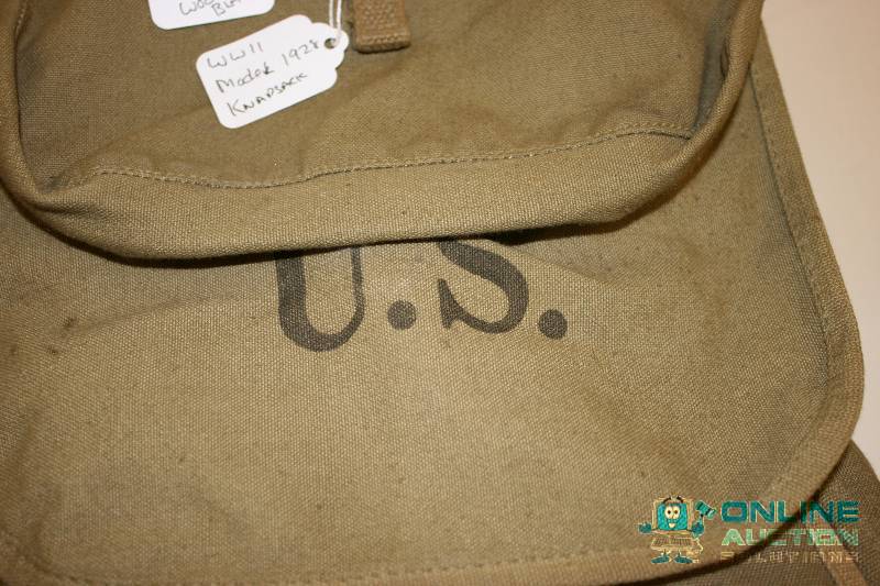 lot 179 image: Lot of (2) Including WWII Model 1928 Knapsack GI Issue Wool Blanket.