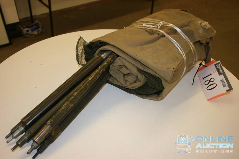 lot 180 image: WWII 1942 Military Tent wPoles Sears Baddlery Co. 1942 Davenport IA.