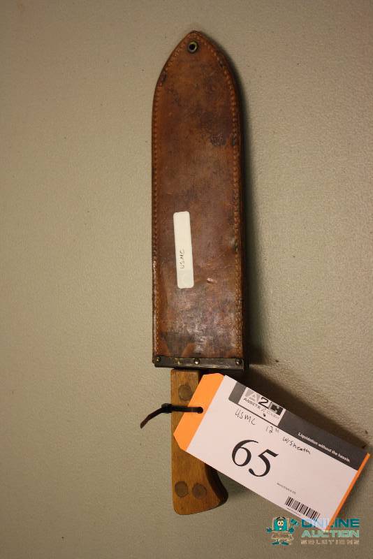 lot 65 image: USMC Military Knife wSheath 12 Blade.