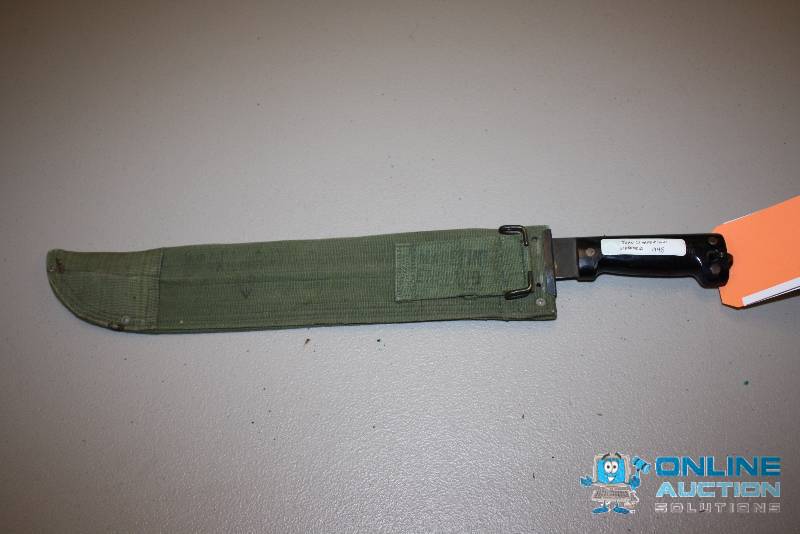 lot 66 image: John Clarke & Son Military Knife wSheath Sheffield 1945.