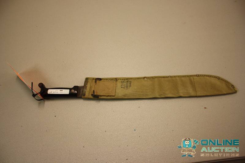 lot 81 image: True Temper Military Knife wSheath 18 Blade 1943.