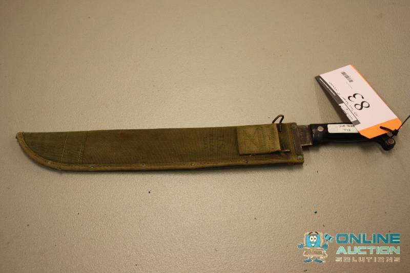 lot 83 image: True Temper Military Knife wSheath 18 Blade 1943.