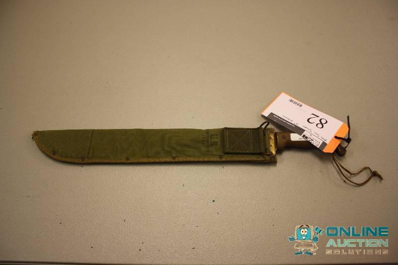 lot 82 image: True Temper Military Knife wSheath 18 Blade 1944.