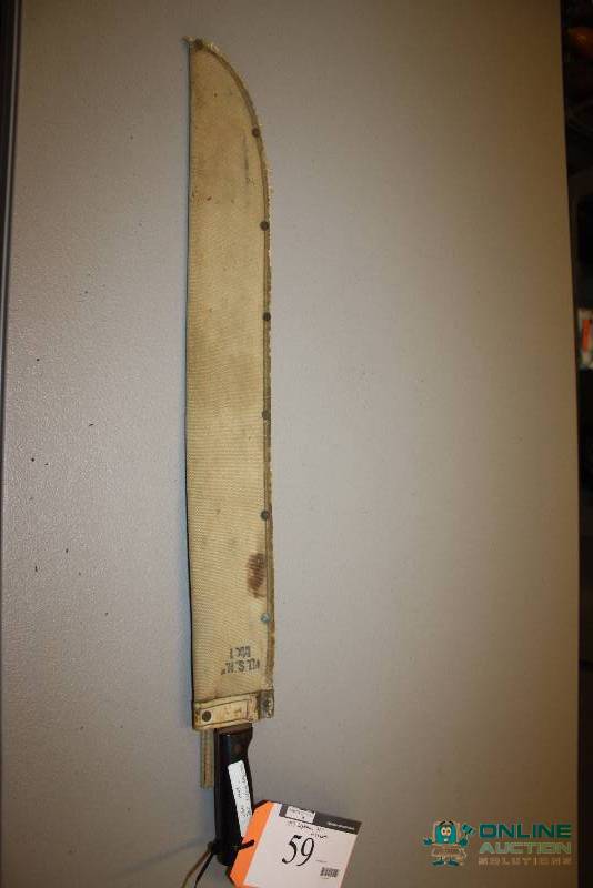 lot 59 image: Collins-Legitumus Knife wSheath U.S.N. Mk1 1943 26 Blade.