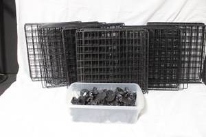 lot 2 image: Lot of Black Wire Storage Grid Panels with Connectors