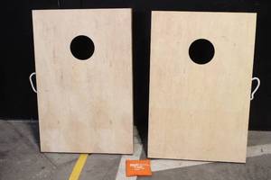 lot 41 image: Wooden Cornhole Game Set with Two Boards and 1 Bean Bag