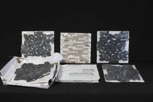 lot 64 image: Assorted Decorative Tile Sheets and Stone Mosaic Panels Set
