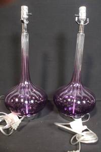 lot 73 image: Pair of O.K. Lighting Purple Glass Table Lamp Bases