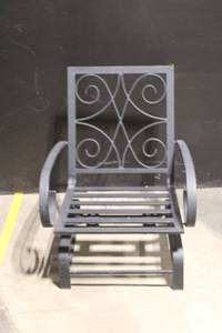 lot 86 image: Metal Patio Chair Frame with Decorative Scroll Back