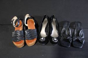 lot 208 image: Set of 3 Womens Dress Shoes Including Sandals, Pumps, and Heels