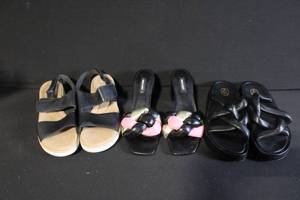 lot 223 image: Set of 3 Womens Fashion Sandals Assorted Brands and Styles