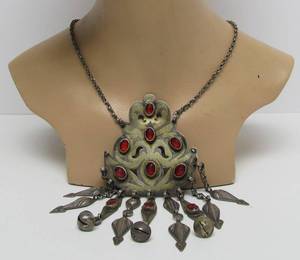 lot 6 image: Large Vintage Gilt Silver Turkoman Pendant Necklace