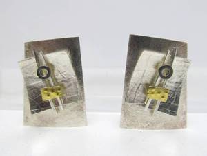 lot 22 image: Excellent Sterling Silver Sculptural Modernist Earring Set