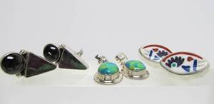 lot 26 image: 3 Very Nice Sterling Silver Earring Sets