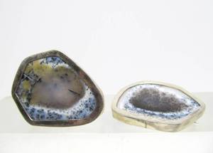 lot 27 image: 2 Sterling Silver &amp Dendrite Stone Brooches