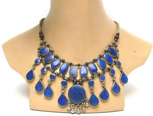lot 65 image: Lovely Vintage Afghan Statement Necklace wLapis