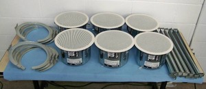 lot 43 image: (6) Community D6 6.5 2-Way High Output In-Ceiling Speakers with Speaker Rings and Ceiling Tiles