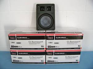 lot 101 image: (4) Phase Technologies CI-Surround (CI_SURR) Flush-Mount In-Wall Home Theater Speakers - NEW IN BOX