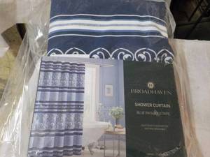 lot 69 image: Broadhaven Shower Curtain Blue Pais...