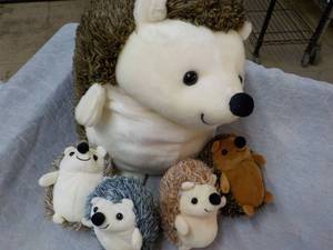 lot 208 image: Hiboom 5 pc Hedgehog Stuffed Animal...