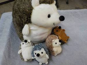 lot 211 image: Hiboom 5 pc Hedgehog Stuffed Animal...
