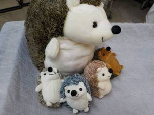 lot 212 image: Hiboom 5 pc Hedgehog Stuffed Animal...