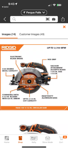 lot 27 image: Rigid-18V Cordless 6-12-in. Circular Saw-Brand New