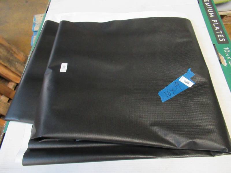 lot 100 image: NEW Vinyl Tarp - 16 x 19  Black  White Vinyl tarp - 7 oz. Lightweight Duty