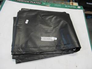 lot 105 image: NEW Vinyl Tarp - 12 x 35 Black  White Vinyl tarp - 7 oz. Lightweight Duty