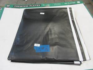 lot 149 image: NEW Vinyl Tarp - 8 x 76  Black  White Vinyl tarp - 7 oz. Lightweight Duty