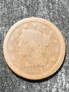 lot 16 image: 1851 US BRAIDED HAIR LARGE CENT