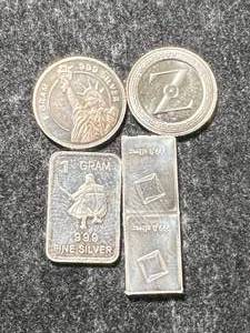 lot 40 image: 5 GRAMS .999 FINE SILVER FRACTIONAL PIECES