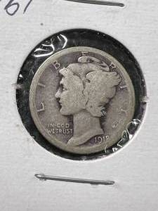 lot 42 image: 1918 US MERCURY DIME