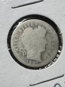 lot 60 image: 1897 US BARBER DIME