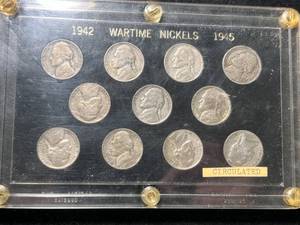 lot 68 image: 1942-45 US WARTIME NICKELS 11 COIN SET