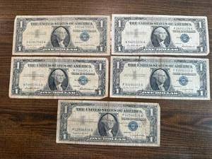 lot 35 image: 5 - Washington $1 Silver Certificates