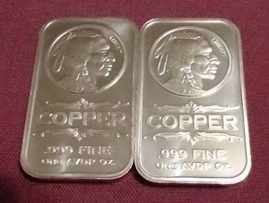 lot 1 image: (2) 1 oz Copper Bars