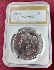 lot 9 image: 1889-S Morgan Dollar - PGA MS62 - Key Date