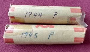 lot 17 image: (2) Wheat Penny Rolls - 1944 & 1945
