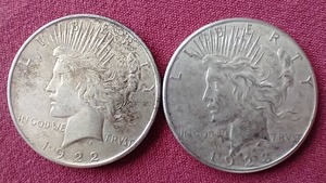 lot 23 image: 1922 & 1923-S Peace Dollars