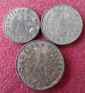 lot 24 image: (3) WW2 German Third Reich Coins - 1510 Pfennig