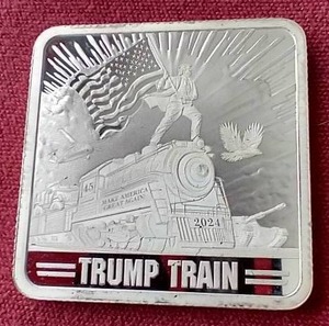 lot 25 image: 1 oz Trump Train Silver Bar