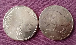 lot 32 image: (2) 1 oz Copper Buffalo Rounds