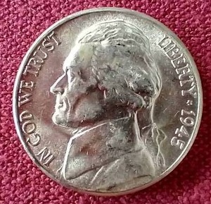 lot 41 image: Nice High Grade 1945-S Silver War Nickel