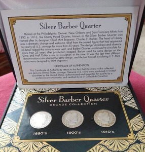 lot 42 image: (3) Barber Quarters in Case