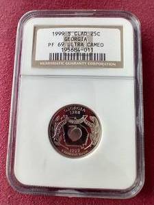lot 52 image: 1999-S Georgia State Quarter - NGC PF69 Ultra Cameo