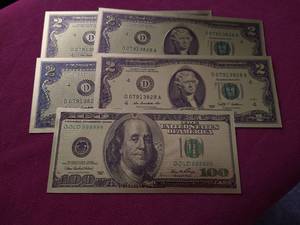 lot 73 image: (5) Gold Foil Replica Novelty Notes